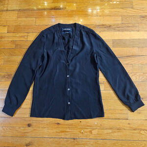Vanessa Seward Black Silk Blouse Women's Size 2 EU 34